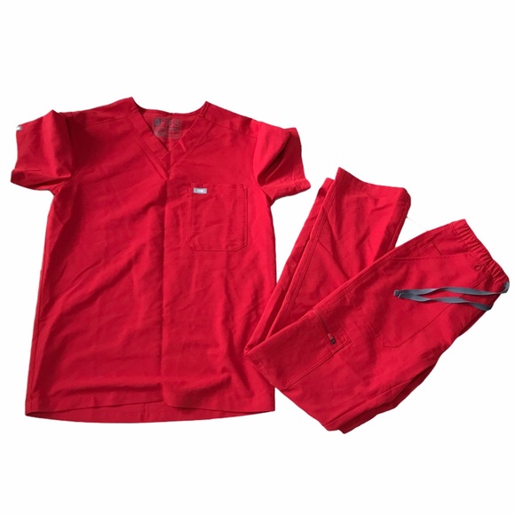 Figs Shirts Figs Scrub Set Red Top Sz Xs Pants Sz S B27 Poshmark